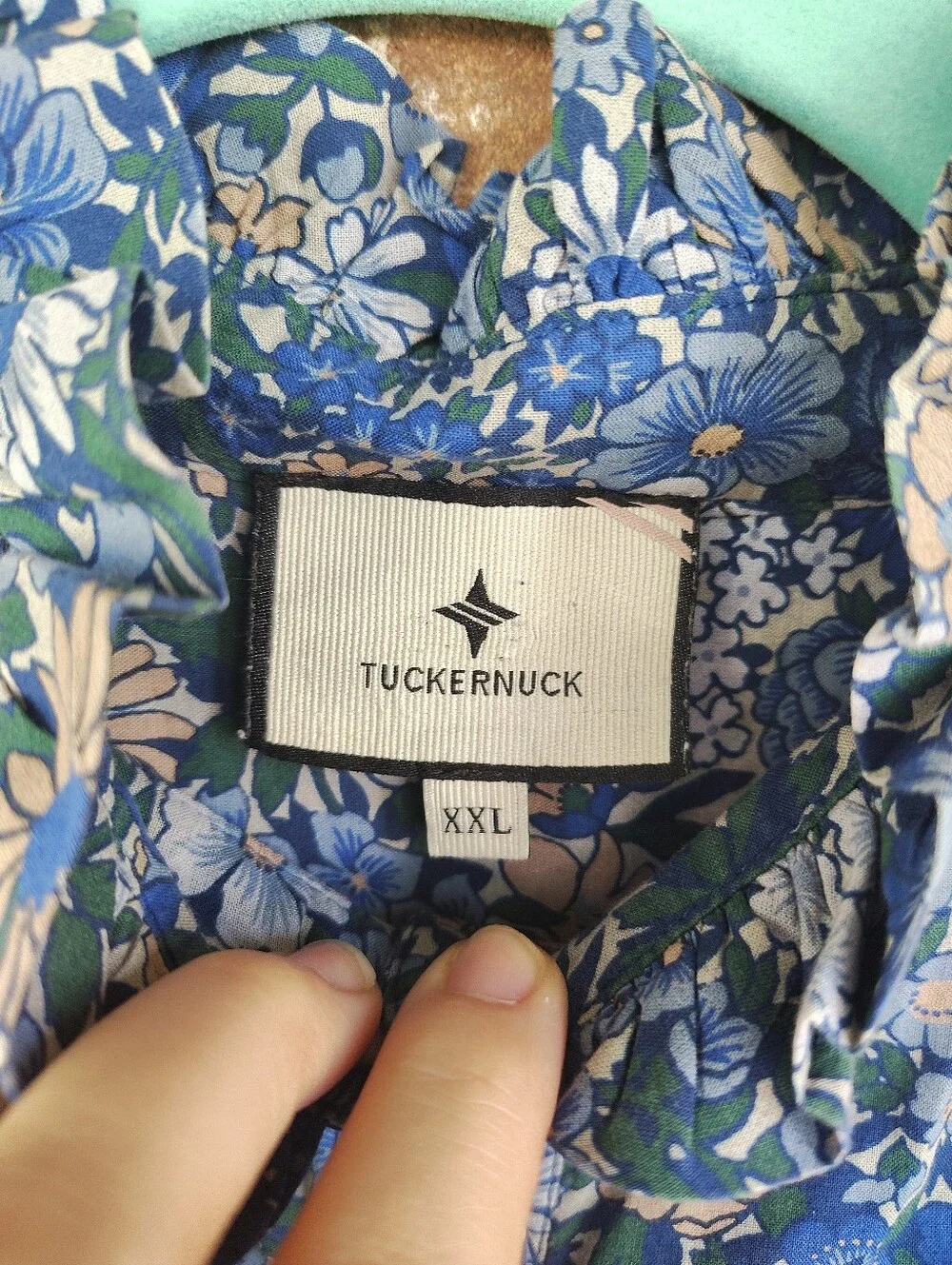 Tuckernuck Ditsy Floral Long Sleeve Smocked Cuff Popover Shirt Sz XXL